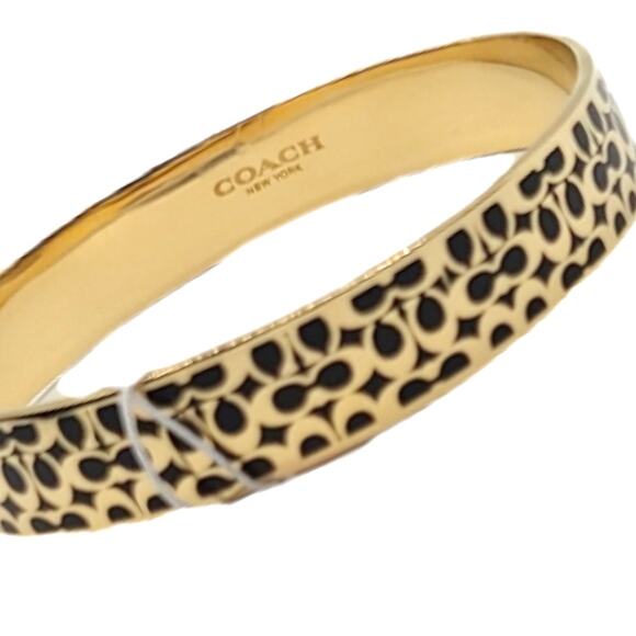 Coach Signature Logo Gold Black Bangle Fashion Bracelet - Picture 6 of 7